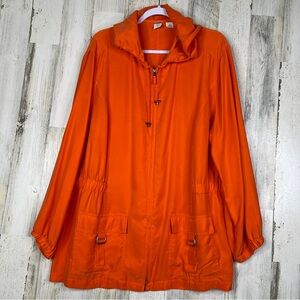 Womens‎ 100% Silk Jacket Size 20 Plus Orange Full Zip Hoodie by Real Clothes